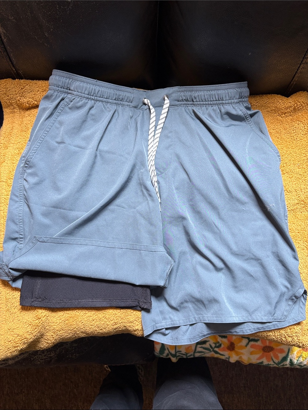 Men's Light Blue Drawstring Athletic Shorts
